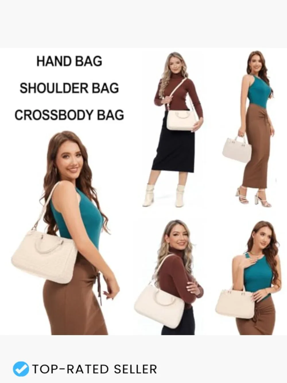 Woven Tote Bag for Women Crossbody Hobo Vegan Leather Travel Lightweight Zipper